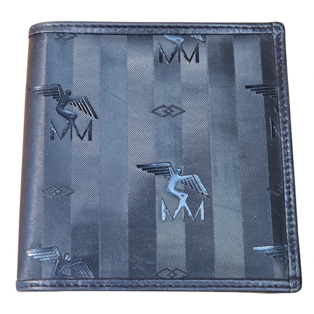 Maison Mollerus Suisse Black Bifold Wallet Monogram Logo Mens Card Coin Pocket